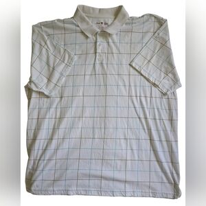 David Taylor Collection White Plaid Polo Shirt Classic Casual Style GUC